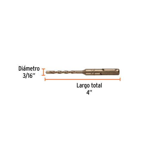 Broca SDS Plus 3/16 x 4', Truper | BS-3/16X4 | 101142