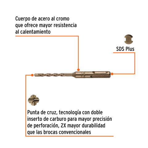 Broca SDS Plus 3/16 x 4', Truper | BS-3/16X4 | 101142