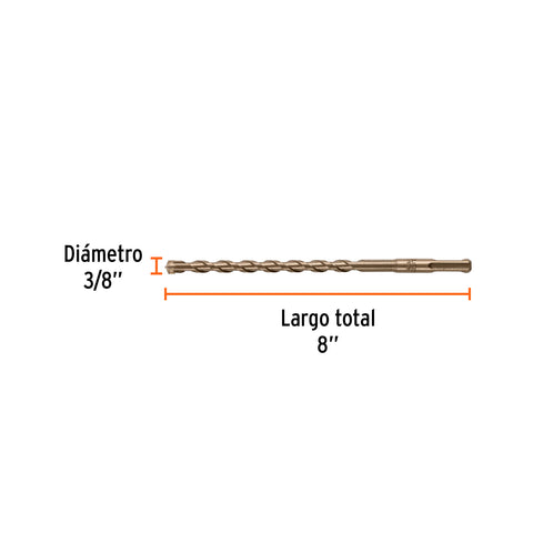 Broca SDS Plus 3/8 x 8', Truper | BS-3/8X8 | 101145