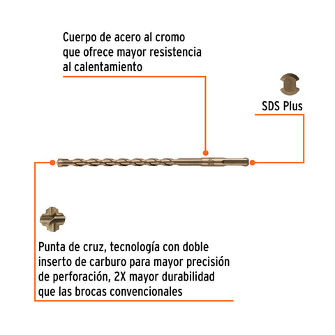 Broca SDS Plus 3/8 x 8', Truper | BS-3/8X8 | 101145
