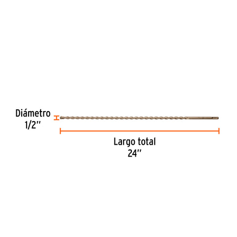 Broca SDS Plus 1/2 x 24', Truper | BS-1/2X24 | 101147