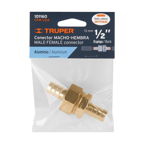 Juego de conectores 1/2' macho/hembra de aluminio, Truper | CFM-1/2A | 101160