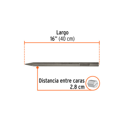 Cincel de punta zanco hexagonal de 20', Truper | HEX-P | 101230