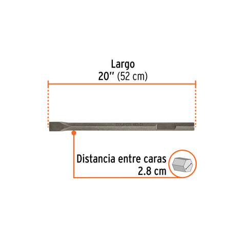Cincel plano zanco hexagonal de 1-3/8' x 20', Truper | HEX-C1 | 101231