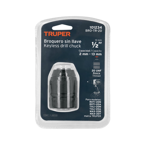 Broquero 1/2' sin llave, para máquinas inalámbricas, TRUPER | BRO-TR-20 | 101234
