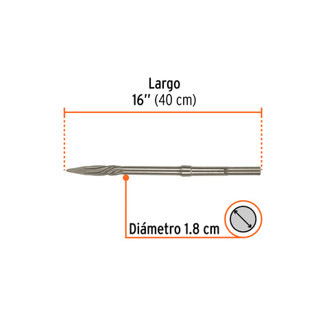 Cincel de punta SDS max de 16', Truper | SDM-P | 101236