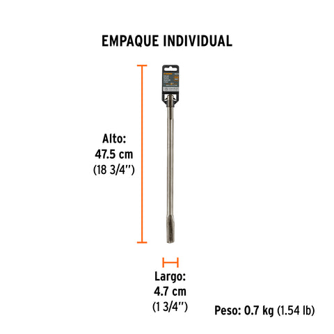 Cincel hueco para acanalado SDS max 7/8' x 16', Truper | SDM-C4 | 101239