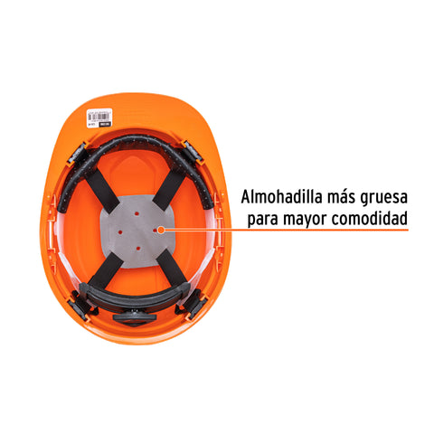 Casco de seguridad ventilado, ajuste de matraca, naranja | CAS-NI | 101256