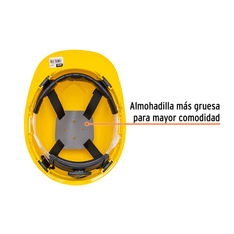 Casco de seguridad ventilado, ajuste de matraca, amarillo | CAS-AI | 101257