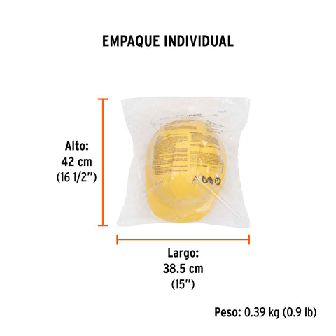 Casco de seguridad ventilado, ajuste de matraca, amarillo | CAS-AI | 101257