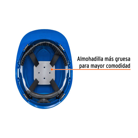 Casco de seguridad ventilado, ajuste de matraca, azul | CAS-ZI | 101259