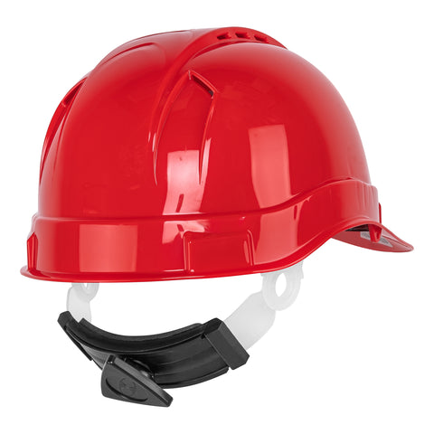 Casco de seguridad ventilado, ajuste de matraca, rojo | CAS-RI | 101271
