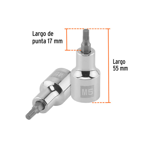 Dado punta corta bristol M5, cuadro 1/2', Truper | D-1205-BC | 101292