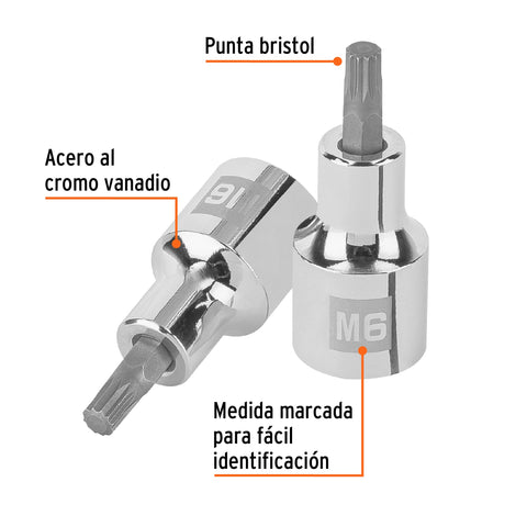 Dado punta corta bristol M6, cuadro 1/2', Truper | D-1206-BC | 101293