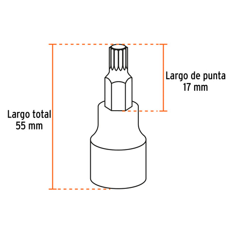 Juego de 7 dados cuadro 1/2' punta corta bristol, en estuche | JD-1/2X7-BC | 101305
