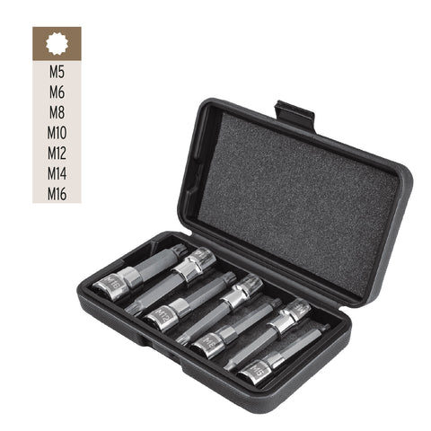 Juego de 7 dados cuadro 1/2' punta larga bristol, en estuche | JD-1/2X7-BL | 101306