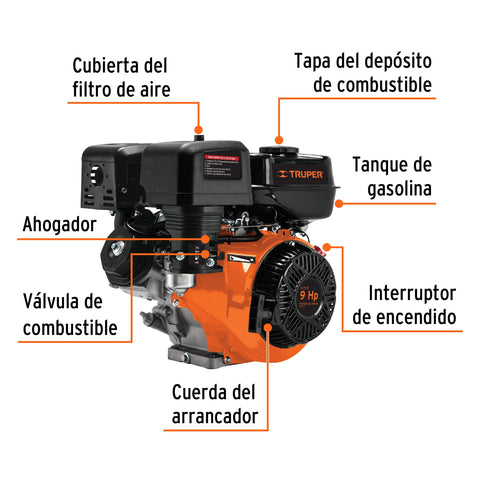Motor a gasolina 9 HP, Truper | MOG-90 | 101328