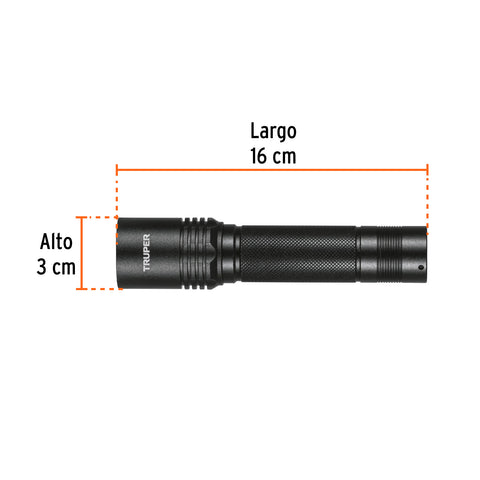 Linterna LED recargable, de aluminio, 340 lm, TRUPER | LIRA-130 | 101381