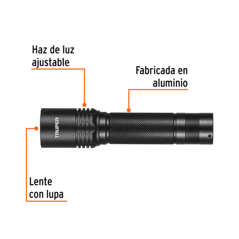 Linterna LED recargable, de aluminio, 340 lm, TRUPER | LIRA-130 | 101381
