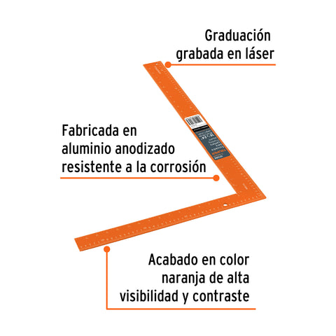 Escuadra 16'x24' de aluminio color naranja para cantero | E-16X24N | 101386