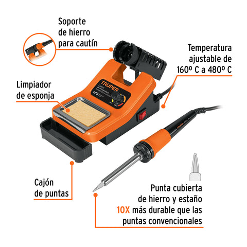 Cautín 48 W profesional para electrónica con estación | CAU-48ES | 101398