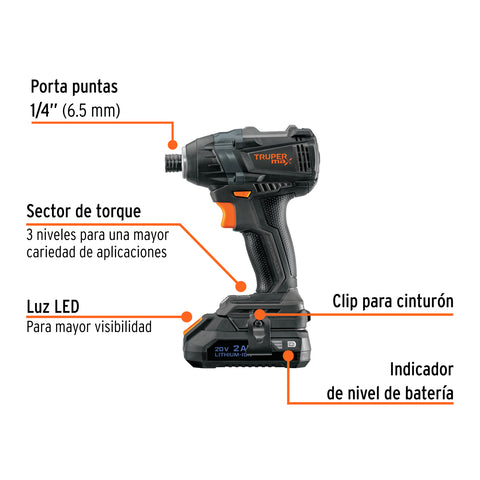 Destornillador de impacto, 20V, 2 baterías 2Ah, MAX | MAX-20D | 101402