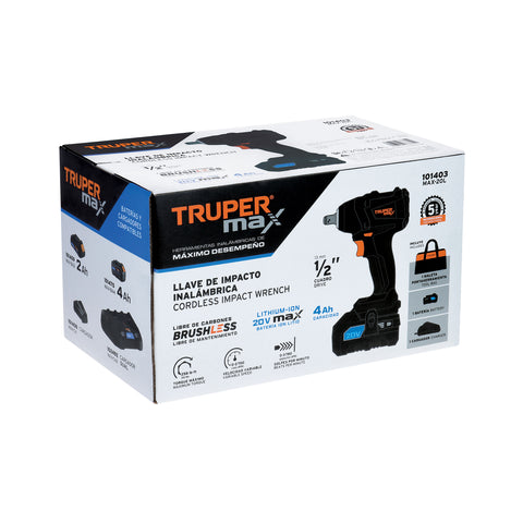 Llave de impacto 1/2', 20V, 155 lb/ft, 1 batería 4Ah, MAX | MAX-20L | 101403