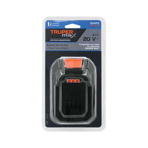 Batería ion litio, 20V, 4 Ah, TRUPER MAX | MAX-BA4 | 101470