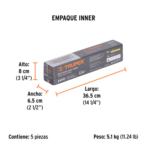 Bolsa con 1 kg de electrodos 6011 de 3/32', Truper | E6011-3 | 101534
