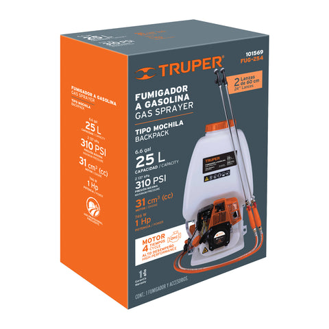 Fumigador de 25 L con motor a gasolina de 4 tiempos, Truper | FUG-254 | 101569