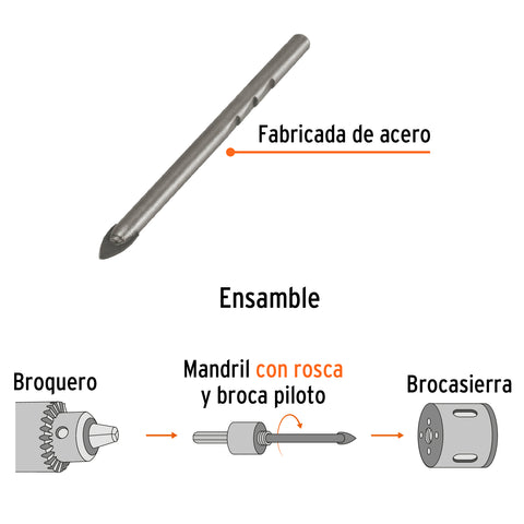 Broca piloto de 1/4' para brocasierras diamante, Truper | MAND-BRD | 101581