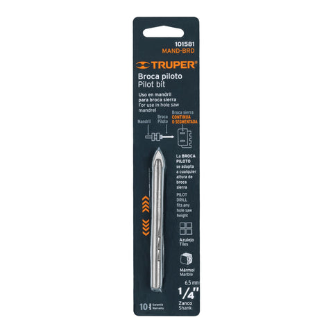Broca piloto de 1/4' para brocasierras diamante, Truper | MAND-BRD | 101581