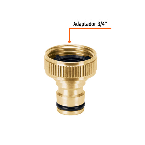 Conector 3/4' rápido hembra de latón, sistema click, Truper | CLICK-FM | 101596