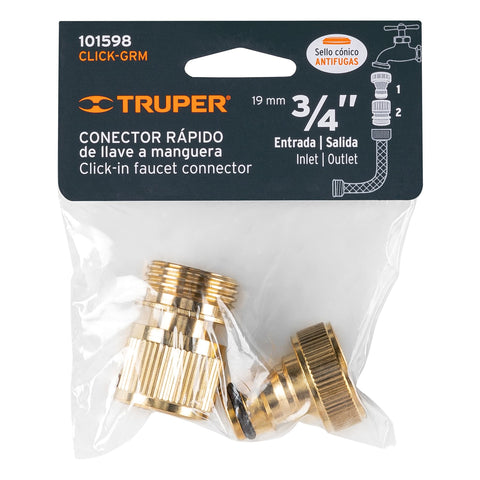 Conector 3/4' rápido de latón grifo-manguera sistema click | CLICK-GRM | 101598