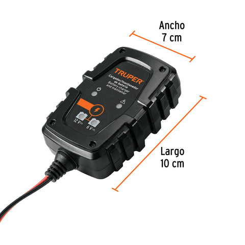 Cargador / mantenedor de 1 A para baterías de 6/12V, TRUPER | CARBA-1 | 101610