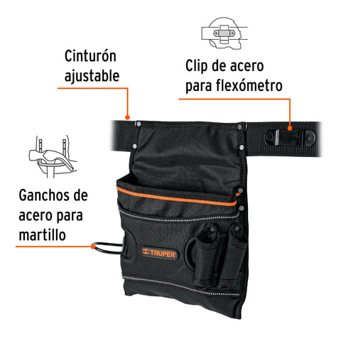 Porta herramientas de poliéster, 5 compartimentos, Truper | POHE-5N | 101665