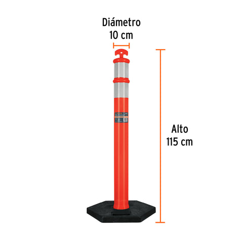 Poste delimitador de 115 cm de alto con base y reflejante | POS-115 | 101666