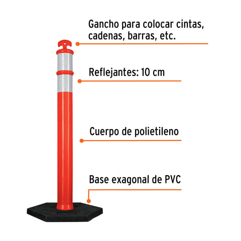 Poste delimitador de 115 cm de alto con base y reflejante | POS-115 | 101666