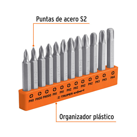 Juego de 12 puntas de cruz combinadas largo 2', Expert | PUN-12PH2 | 101674