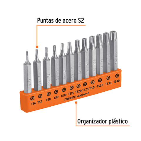 Juego de 12 puntas torx combinadas c/seguro largo 2', Expert | P12-2TS | 101675