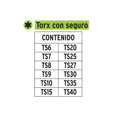 Juego de 12 puntas torx combinadas c/seguro largo 2', Expert | P12-2TS | 101675