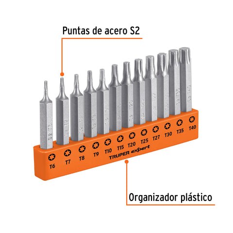 Juego de 12 puntas torx combinadas largo 2', Truper Expert | P12-2T | 101678