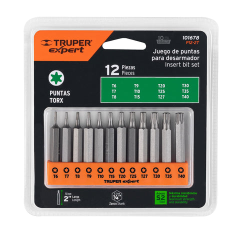 Juego de 12 puntas torx combinadas largo 2', Truper Expert | P12-2T | 101678
