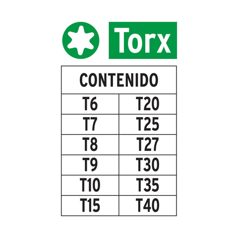 Juego de 12 puntas torx combinadas largo 2', Truper Expert | P12-2T | 101678