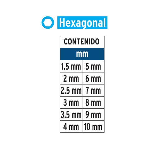 Juego de 12 puntas hexagonales mm largo 2', Expert | PUDE-12H2M | 101679