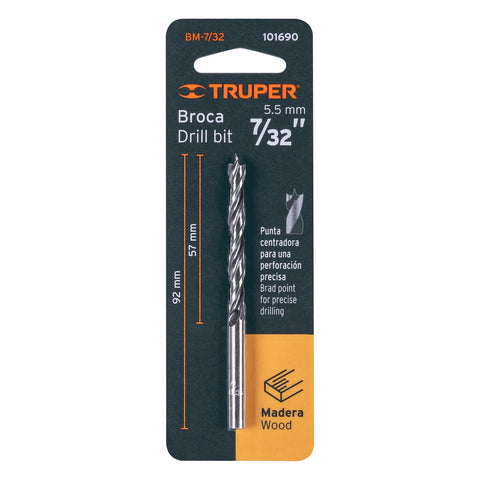 Broca con punta centradora para madera 7/32', TRUPER | BM-7/32 | 101690