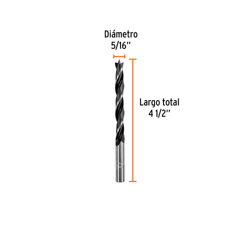 Broca con punta centradora para madera 5/16', TRUPER | BM-5/16 | 101693