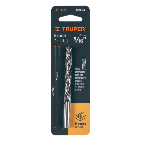 Broca con punta centradora para madera 5/16', TRUPER | BM-5/16 | 101693