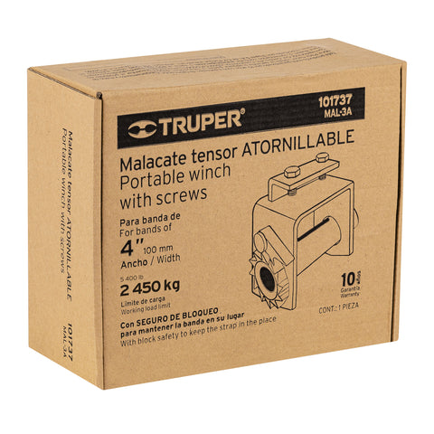 Malacate atornillable para banda de 4' ancho, Truper | MAL-3A | 101737