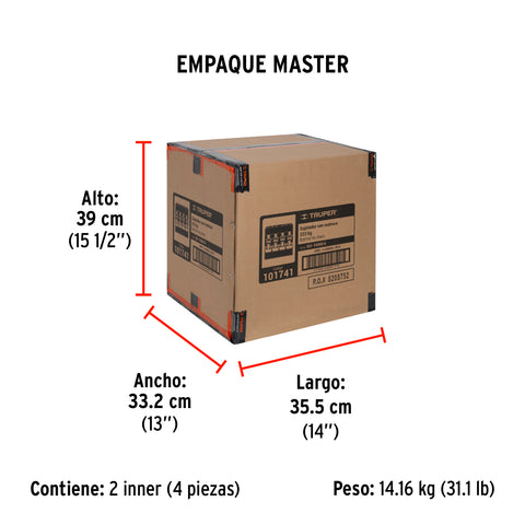 Juego de 4 sujetadores con matraca carga máxima 1000 kg | SU-1000C4 | 101741